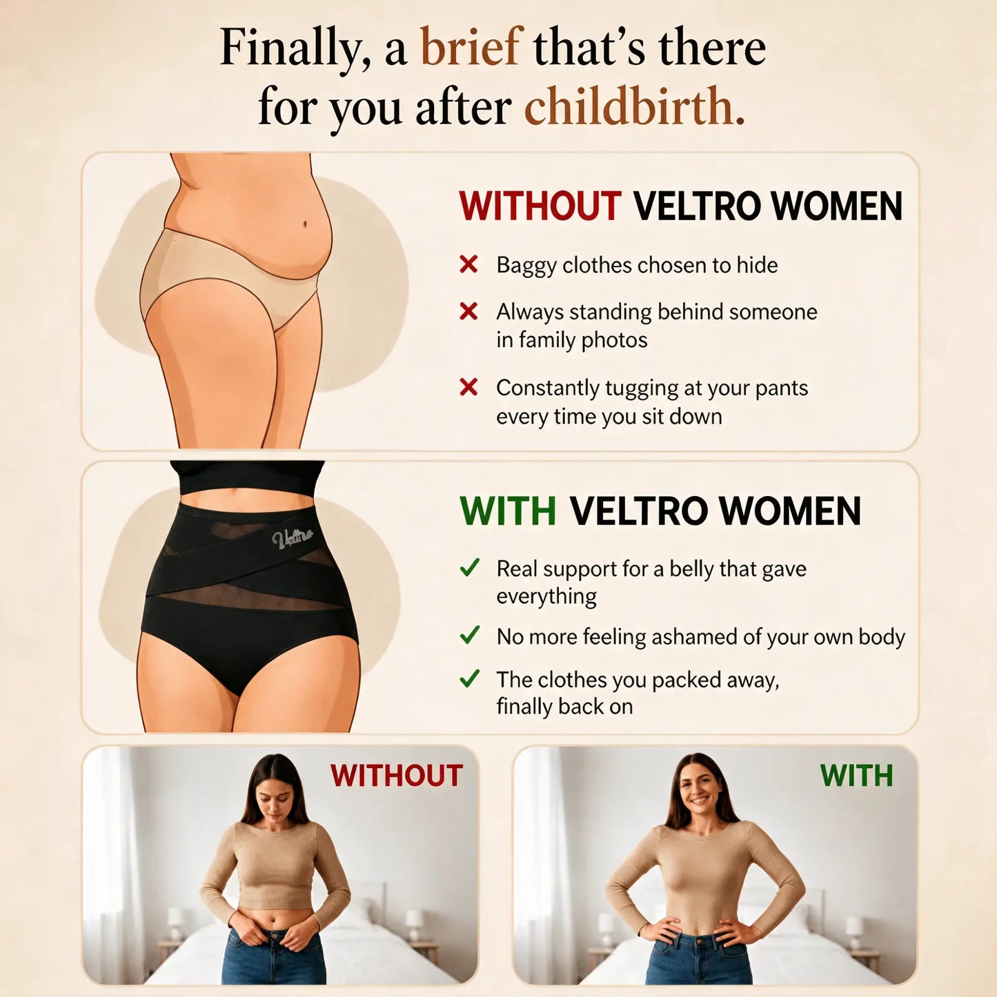 Postpartum shaping brief with 360° cross-bands