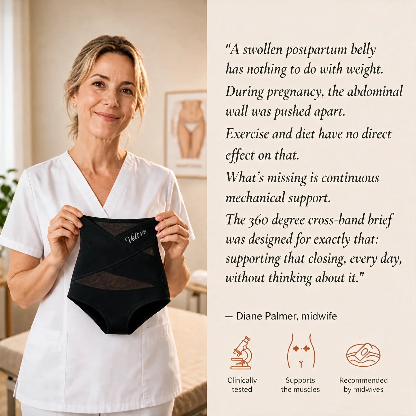 Postpartum shaping brief with 360° cross-bands