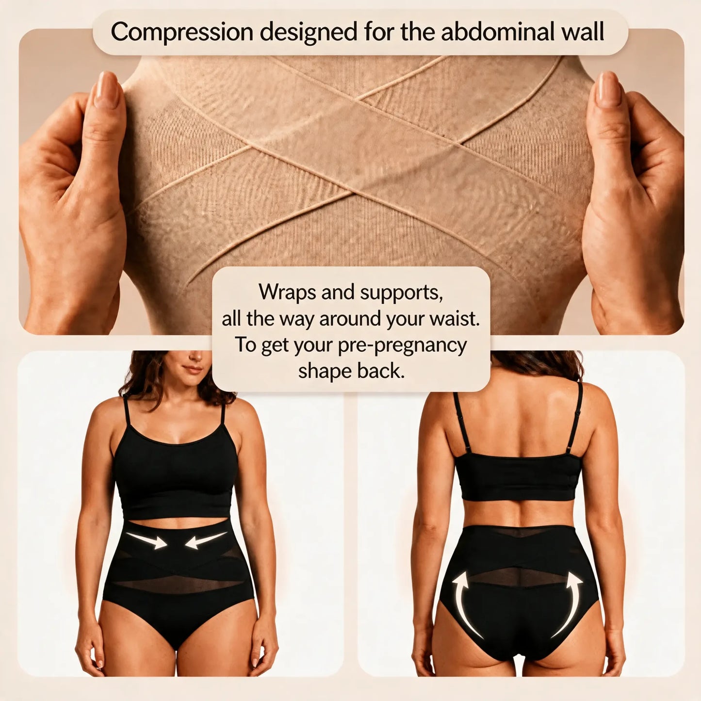 Postpartum shaping brief with 360° cross-bands